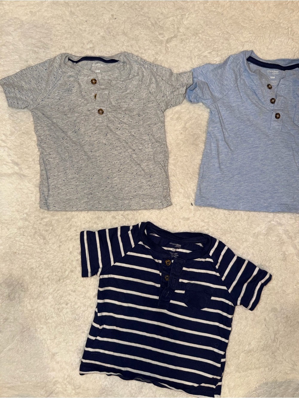 Carter's Boys Henley Tee 3-Pack in Light Blue, Heather Gray & Navy Stripe
